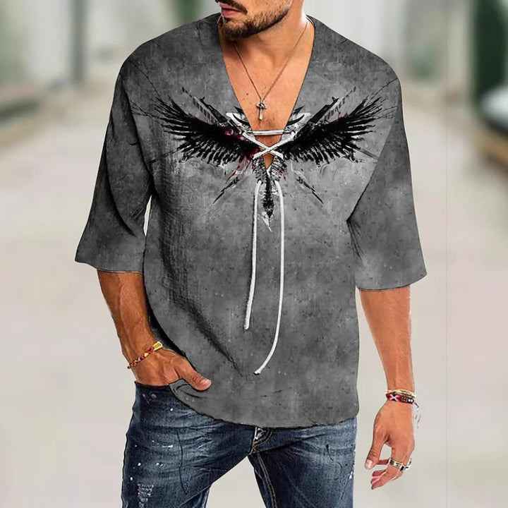 Herren grafisches Shirt mit modernem Schnürdesign Aliams