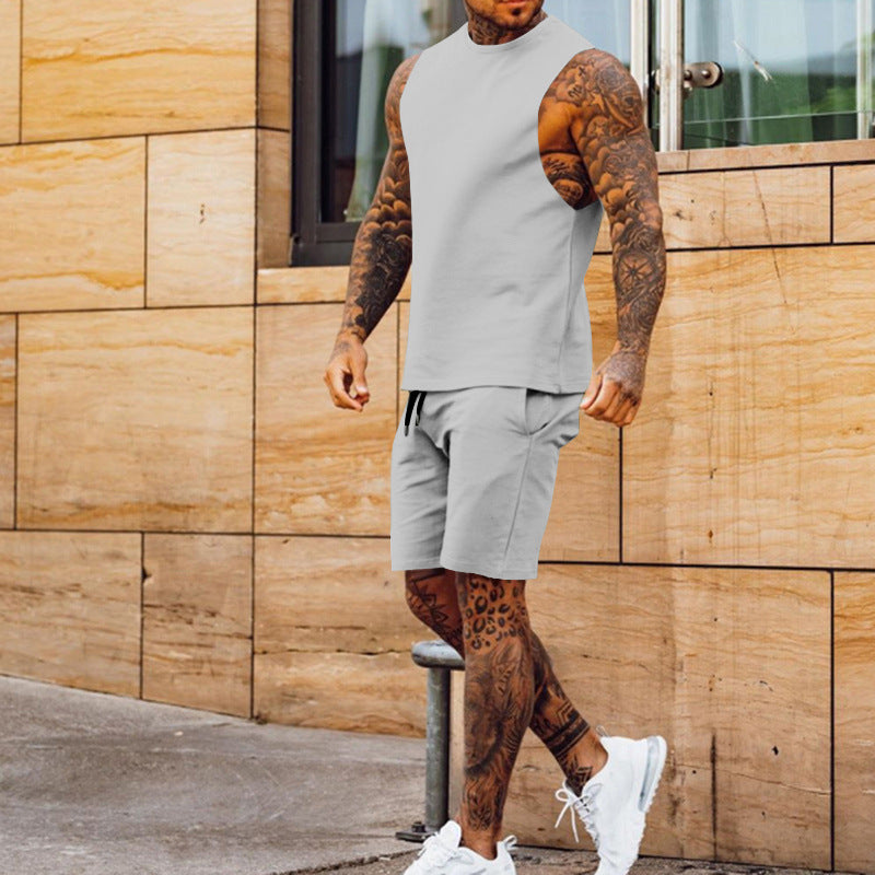 Herren sportliches Tanktop und Shorts-Set mit elastischem Bund Aliams