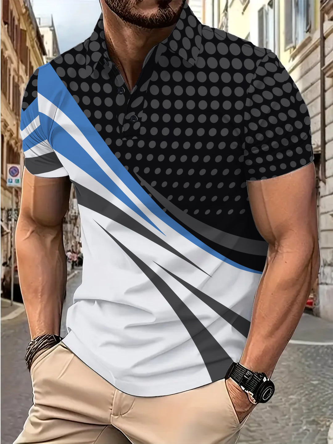 Herren Sportliches Poloshirt mit dynamischem Grafikdesign Aliams