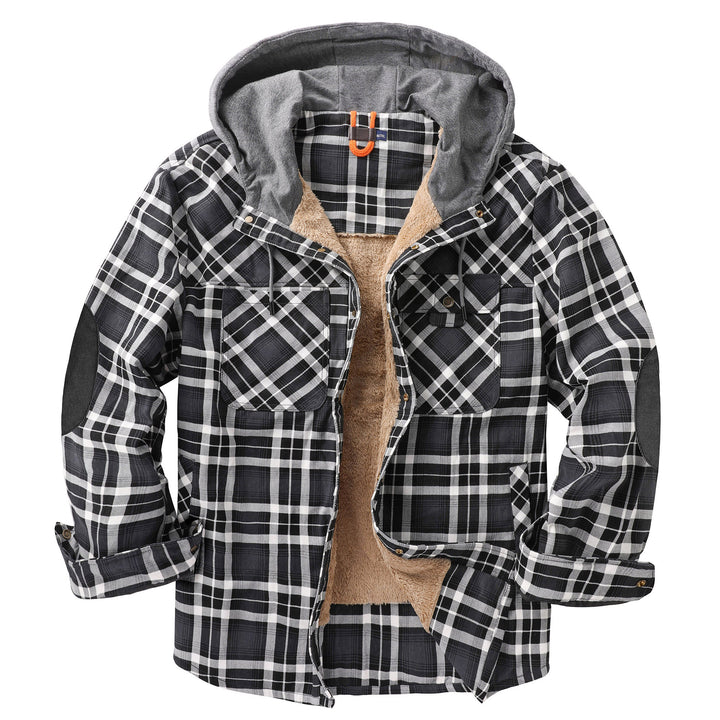 Herren Flanelljacke mit Kapuze und weichem Futter Aliams