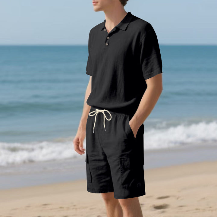 Herren Poloshirt und Badeshorts mit praktischen Taschen Aliams