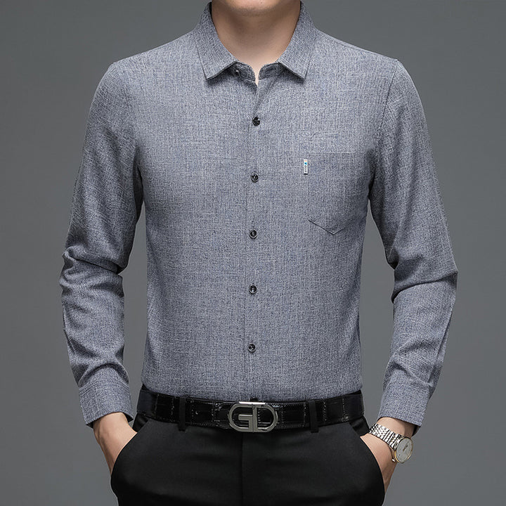 Herren elegantes Langarm-Hemd mit feinem Strukturdesign Aliams