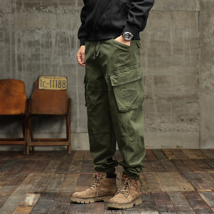 Herren Cargo-Hose mit verstellbarem Bund und multifunktionalen Taschen Aliams
