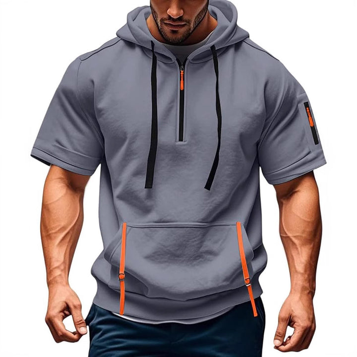 Herren Kurzarm-Hoodie mit praktischem Reißverschluss Aliams