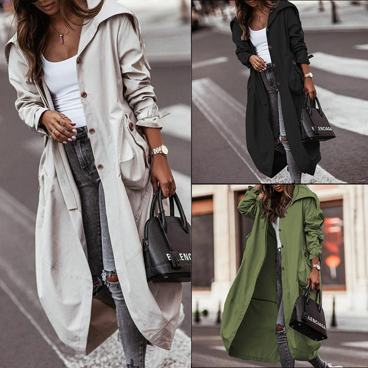 Damen Wasserabweisender Parka mit Kapuze und Praktischen Taschen Aliams