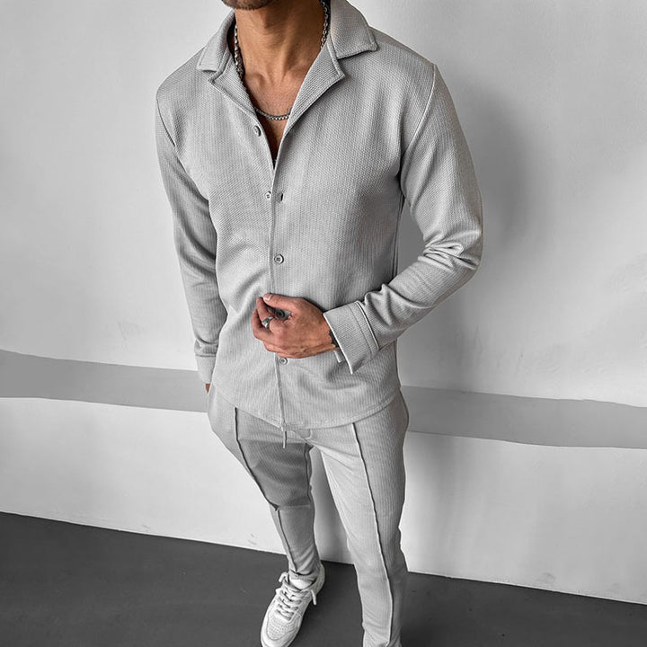 Herren elegantes langärmliges Hemd mit strukturiertem Design Aliams