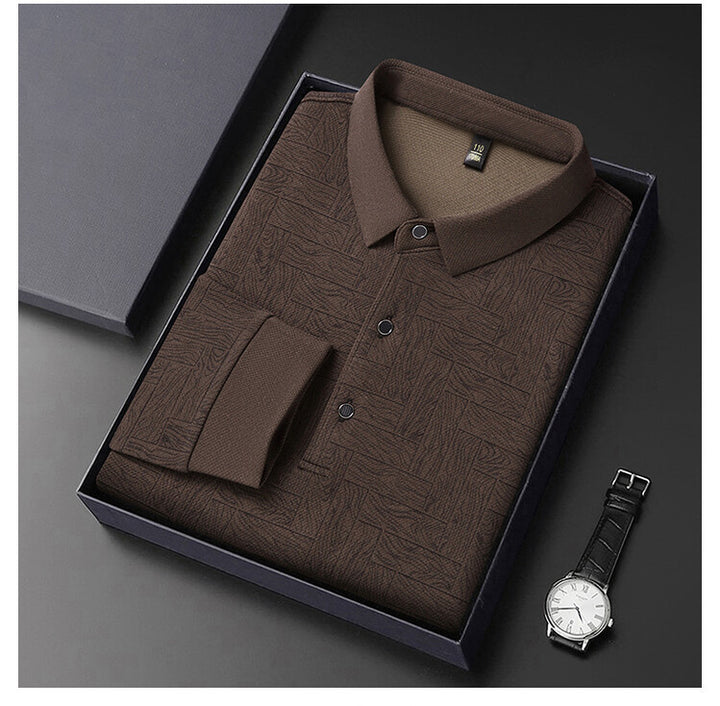 Herren elegante Langarmbluse mit strukturiertem Design Aliams