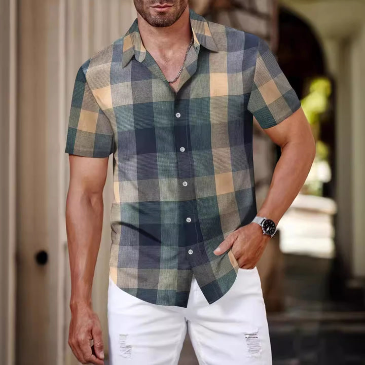 Herren Kurzarm-Karohemd mit strukturiertem Design Aliams