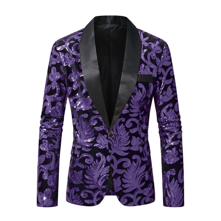 Herren Glamouröser Paillettenblazer mit filigranem floralem Design Aliams