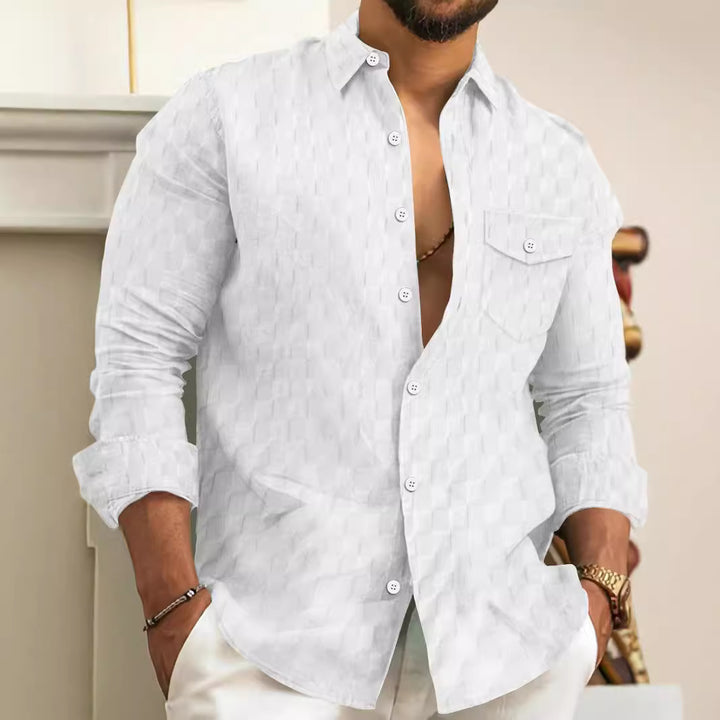 Herren Hemd mit modernem Strukturdesign und praktischen Taschen Aliams
