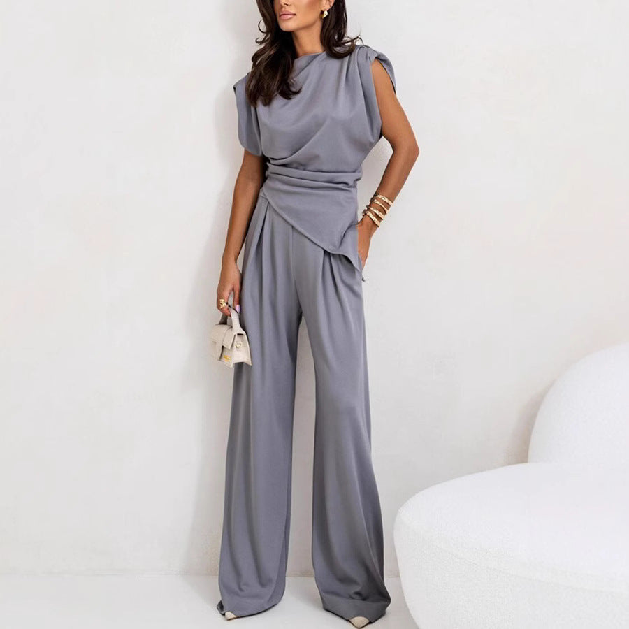 Damen Eleganter Jumpsuit mit asymmetrischem Schnitt und weitem Bein Aliams