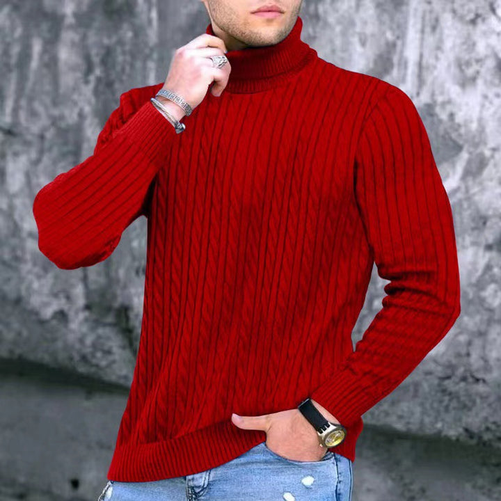 Herren Strickpullover mit modernem Rippmuster und hohem Kragen Aliams