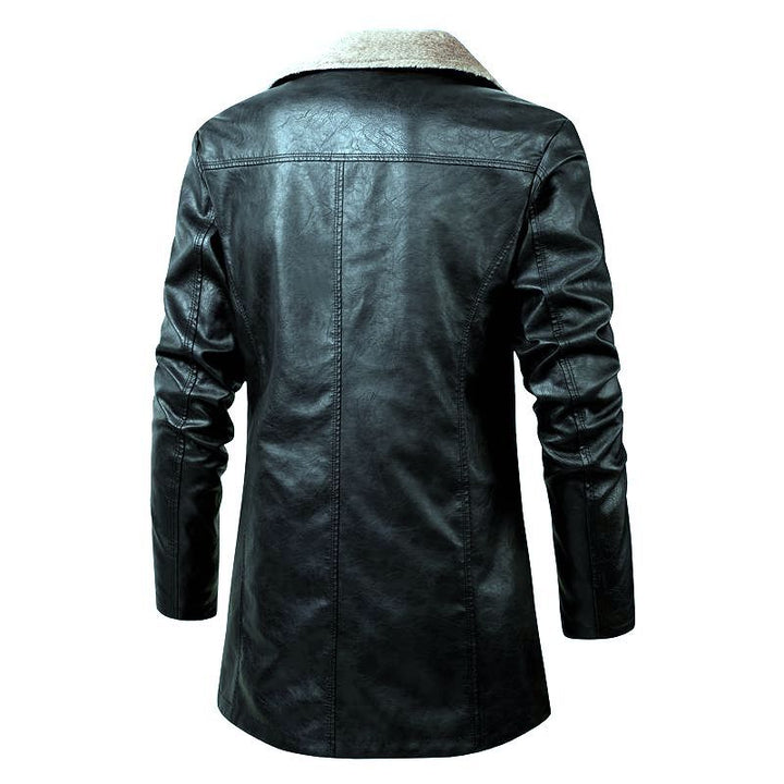 Herren eleganter Lederblazer mit warmem Fleece-Futter Aliams
