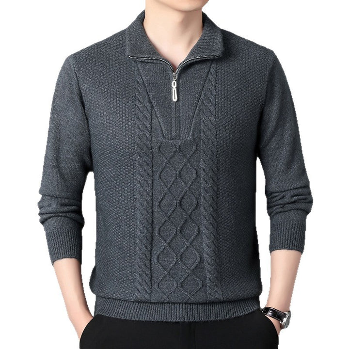 Herren Strickpullover mit hochabschließendem Kragen und durchgehendem Reißverschluss Aliams