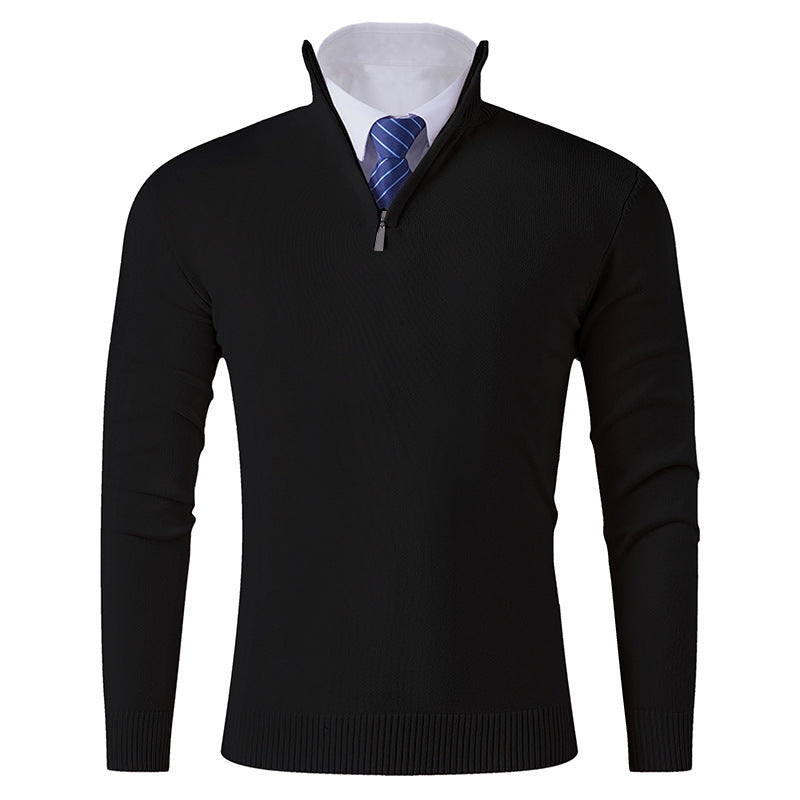 Herren eleganter Stehkragenpullover mit Reißverschluss Aliams