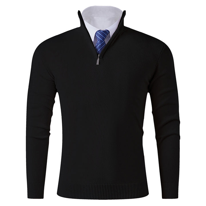 Herren eleganter Stehkragenpullover mit Reißverschluss Aliams