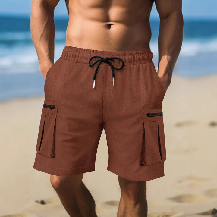 Herren Cargo-Shorts mit praktischen Reißverschlusstaschen und elastischem Bund Aliams