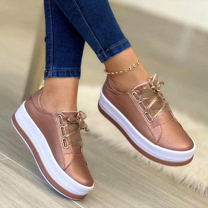 Damen Sneaker mit Modischem Plateau und Glänzendem Obermaterial Aliams