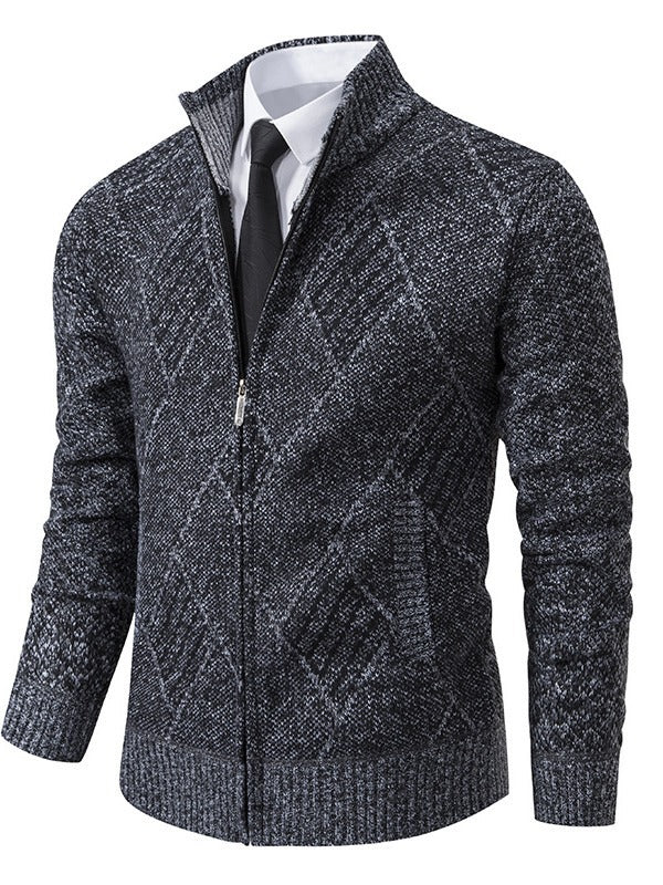 Herren Strickjacke mit modernem Zopfdesign und praktischem Reißverschluss Aliams