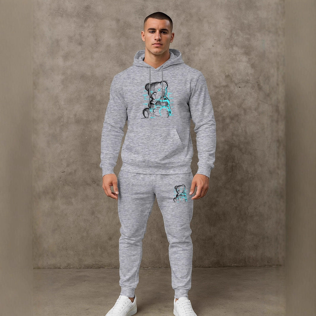 Herren bequemer Hoodie und Jogginghose Set mit einzigartigem Grafikdruck Aliams