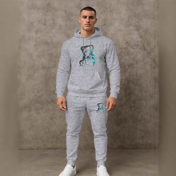 Herren bequemer Hoodie und Jogginghose Set mit einzigartigem Grafikdruck Aliams