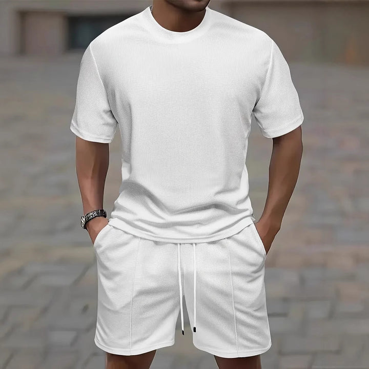 Herren komfortables Freizeit-Set mit hochwertigem T-Shirt und Shorts Aliams