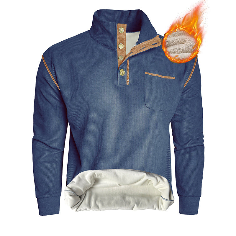 Herren bequemer Stehkragenpullover mit Brusttasche Aliams