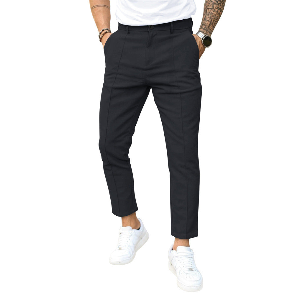 Herren Slim-Fit Anzughose mit elastischem Bund und eleganten Falten Aliams