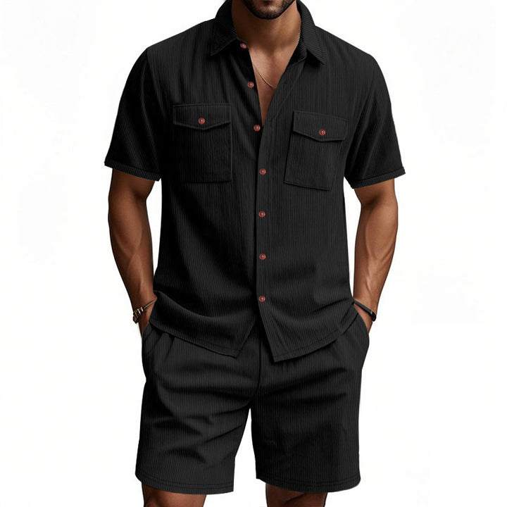 Herren Kurzarm Hemd und Shorts Set Aliams
