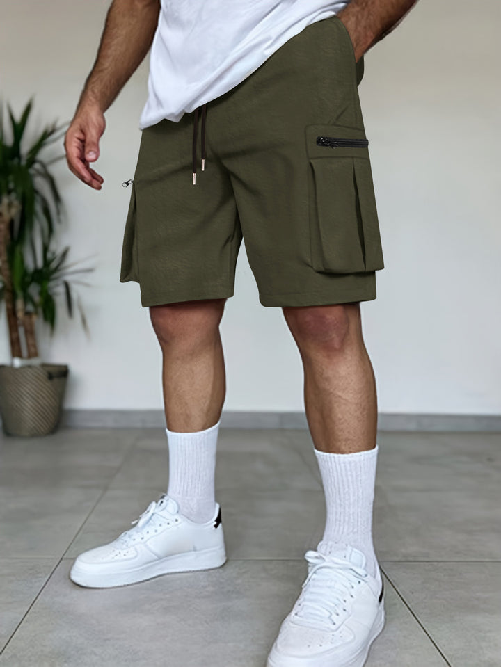 Herren Utility Cargo Shorts mit Reißverschluss Taschen Aliams