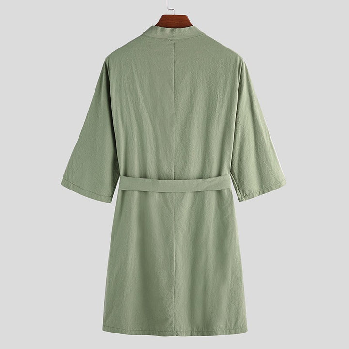 Herren eleganter Bademantel aus hochwertigem Leinen Aliams