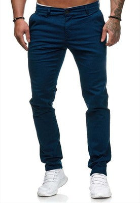 Herren stylische Slim-Fit Chinohose mit elastischem Bund und seitlichen Taschen Aliams