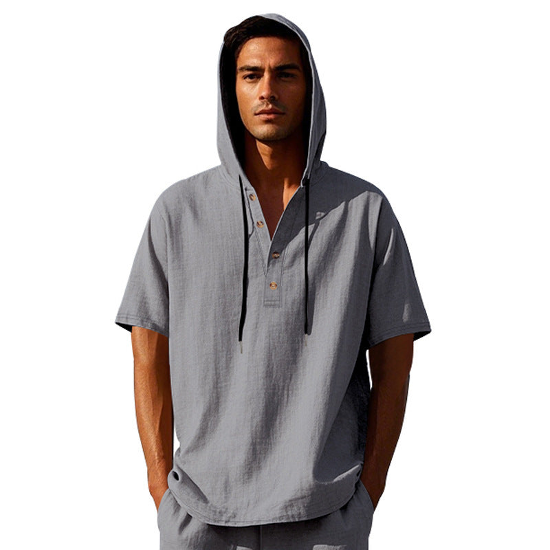 Herren Urbaner Kapuzenshirt mit Knopfleiste und atmungsaktivem Stoff Aliams
