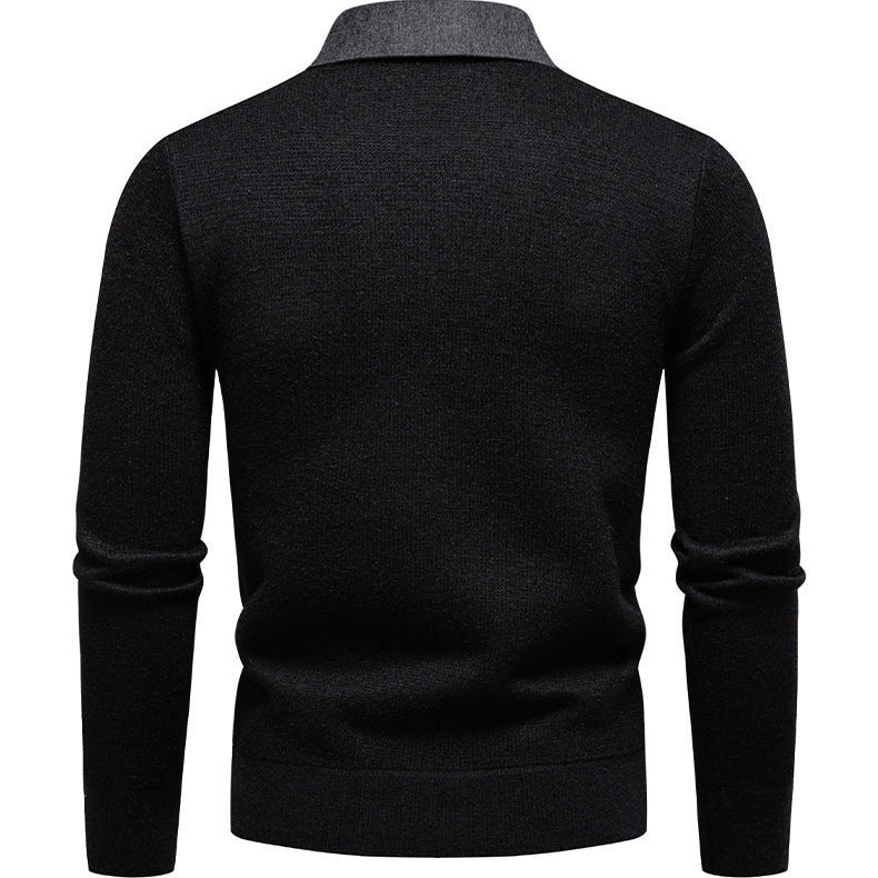 Herren klassischer Strickpullover mit Hemdkragen Aliams