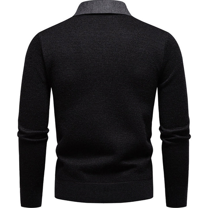 Herren klassischer Strickpullover mit Hemdkragen Aliams