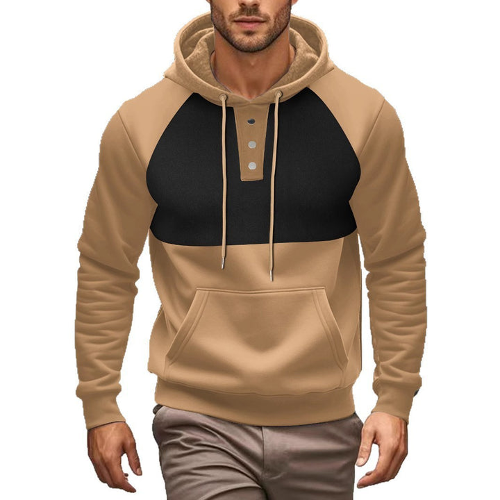 Herren Hoodie mit Knopfleiste und Kontrastdetails Aliams