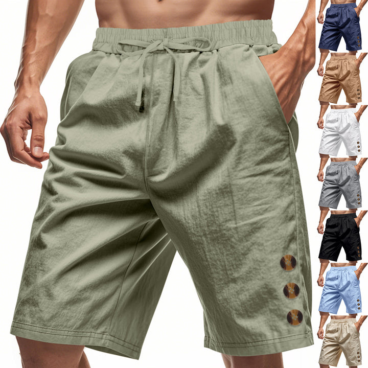 Herren lässige, atmungsaktive Strandshorts mit elastischem Bund und modernen Knopfdetails Aliams