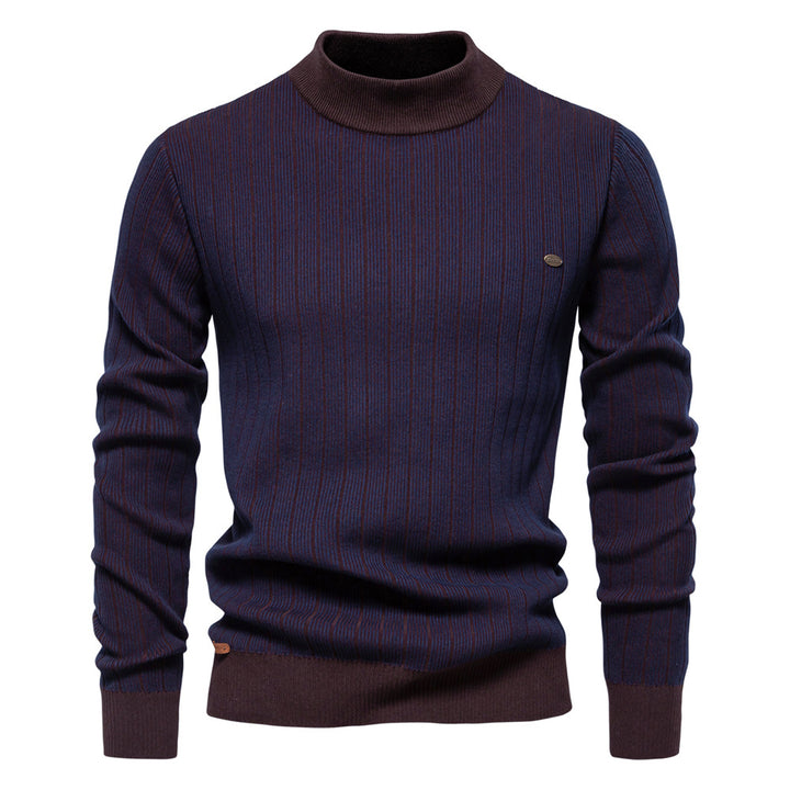 Herren Feinstrickpullover mit Rollkragen und Streifenmuster Aliams