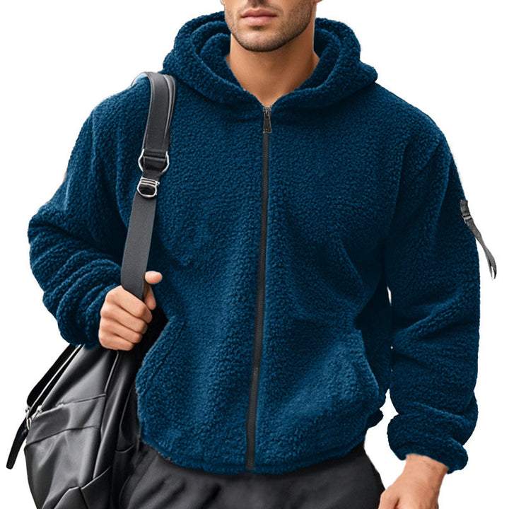 Herren weicher Fleece-Hoodie mit praktischem Reißverschluss und Kapuze Aliams