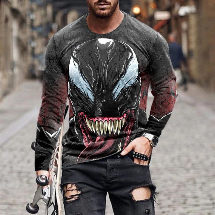 Herren Langarm T-Shirt mit künstlerischem Venom-Design Aliams