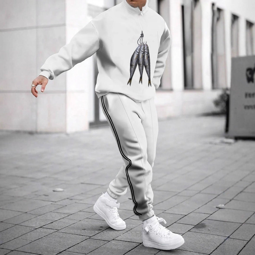 Herren Sportliches Sweatshirt mit modernem Zipper und grafischem Muster Aliams