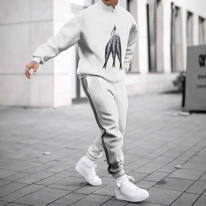 Herren Sportliches Sweatshirt mit modernem Zipper und grafischem Muster Aliams