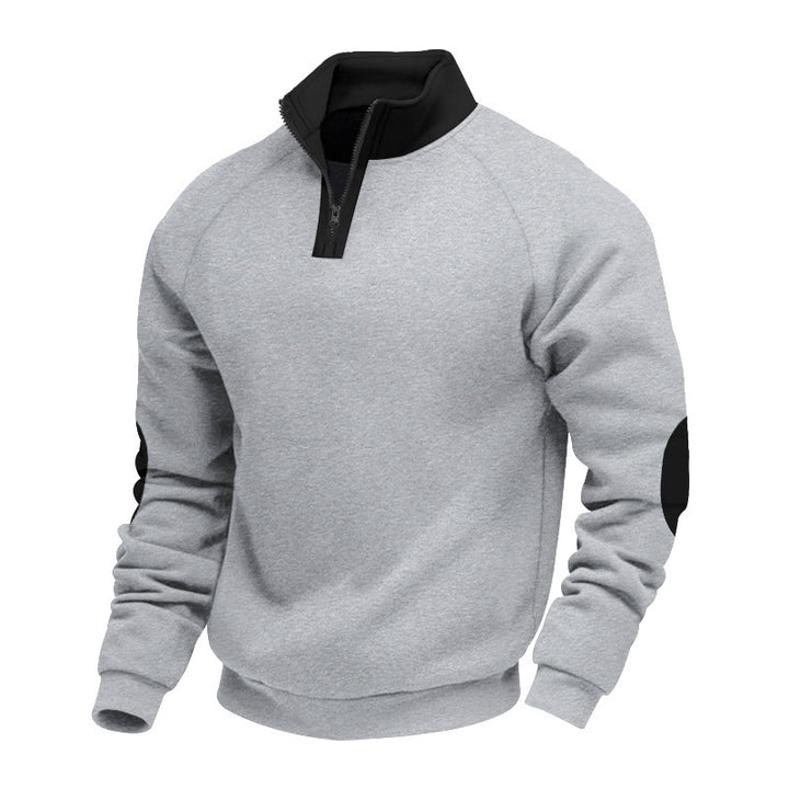Herren Sportpullover mit halbem Reißverschluss und kontrastierenden Ärmeln Aliams