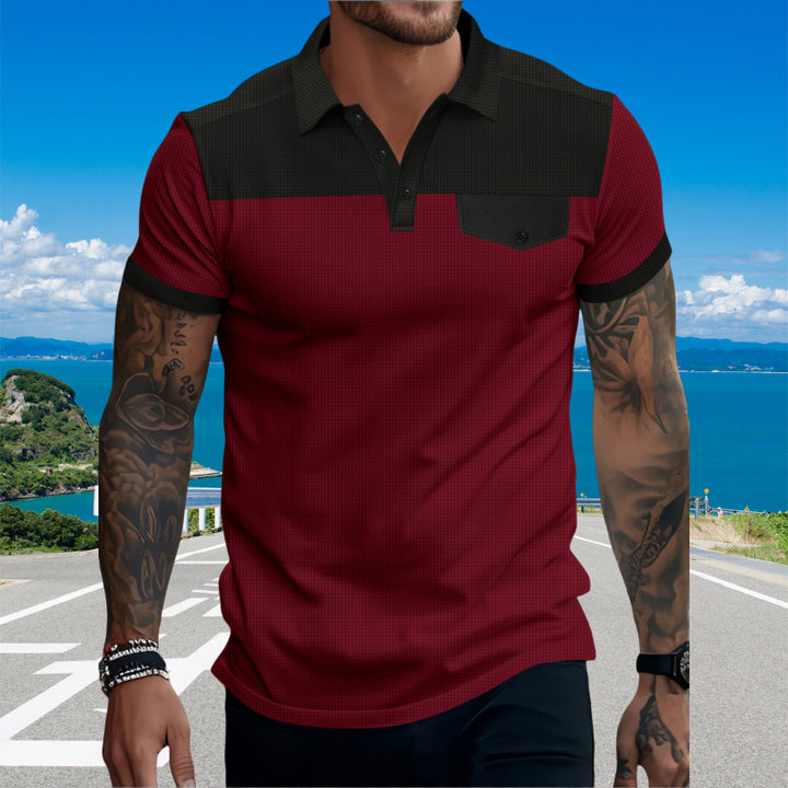 Herren Sportliches Polohemd mit modischem Kragen und kontrastierenden Elementen Aliams