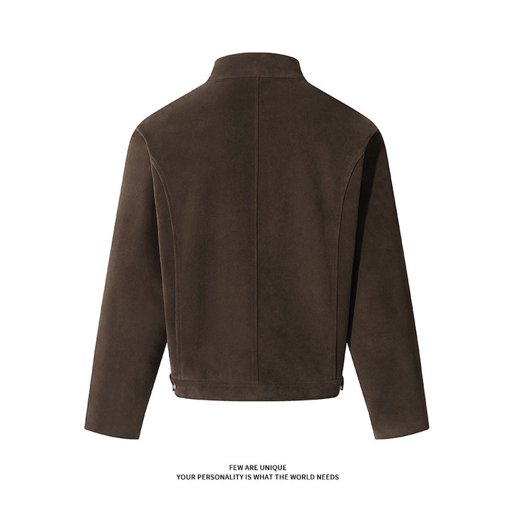 Herren Freizeitjacke aus weichem Kunstleder mit praktischem Kragen und Reißverschluss Aliams