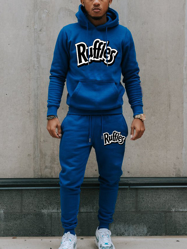Herren gemütlicher Hoodie und Jogginghose Set mit auffälligem Logo Aliams