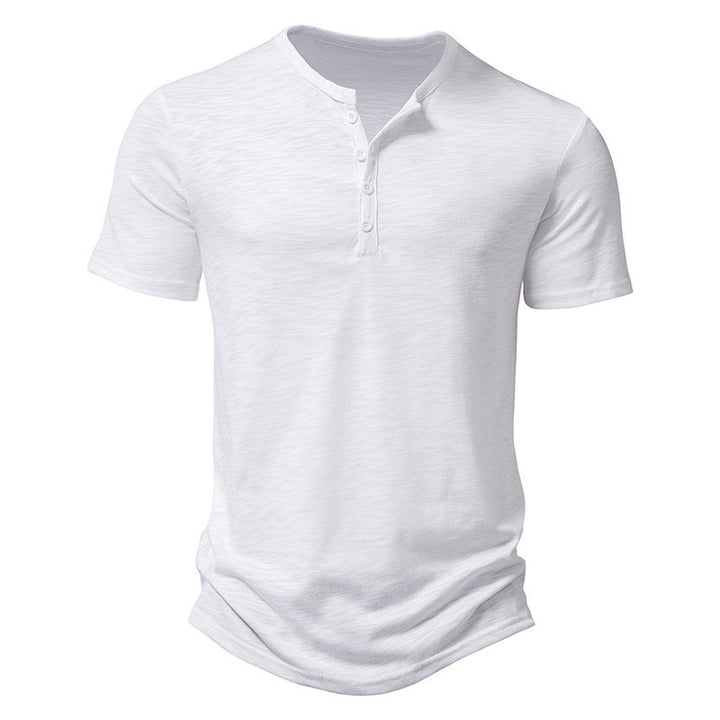 Herren Kurzarm-Henley-Shirt mit klassischem Knopfdesign Aliams