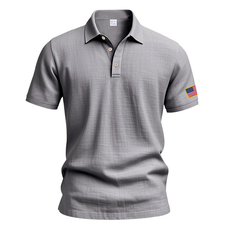 Herren Poloshirt mit modischem USA-Flaggenmotiv und strukturiertem Design Aliams