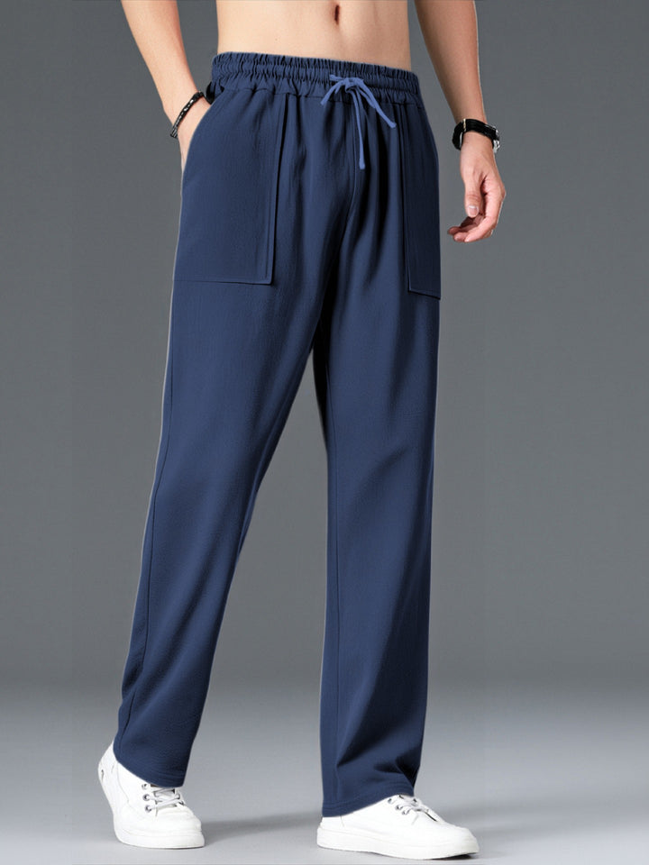 Herren Bequeme Freizeithosen mit elastischem Bund und seitlichen Taschen Aliams