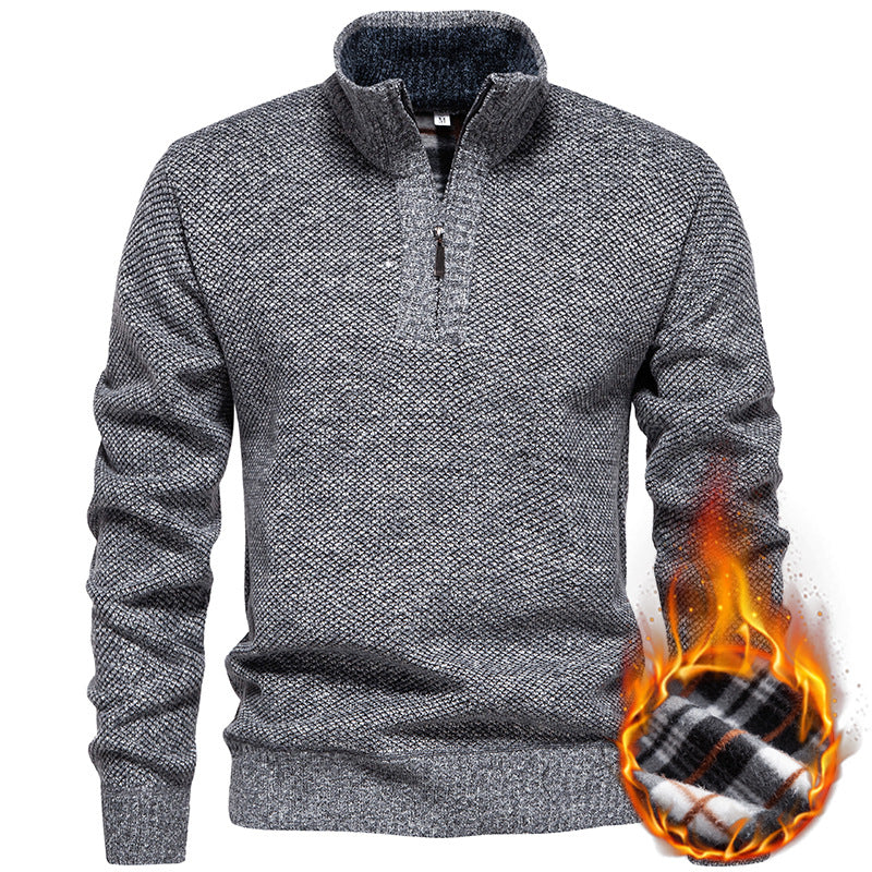 Herren Strickpullover mit halbem Reißverschluss und modischem Strukturdesign Aliams